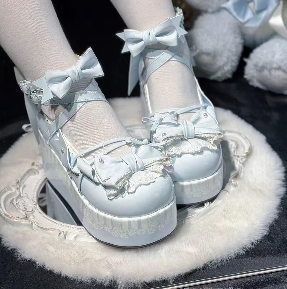 Windchime Fantasia - Sweet Lolita Platform Shoes, Detachable Back Bow 45759:861068