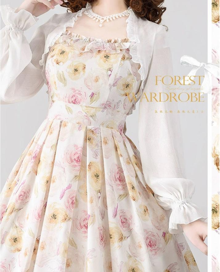 Forest Wardrobe~Forest Basket 3.0~Vintage Lolita JSK Dress Summer Thin Dress   