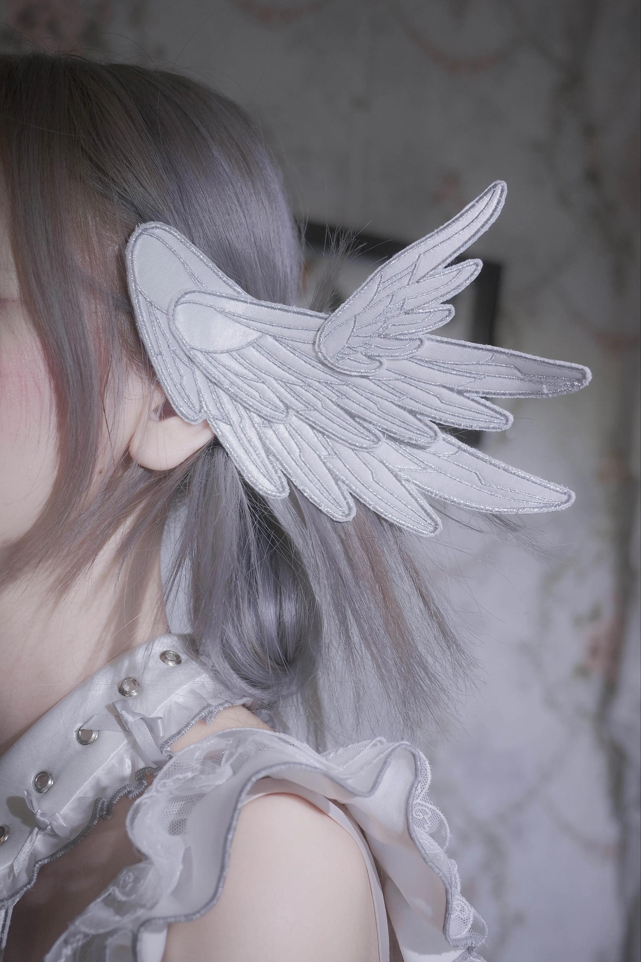 LustrE - Metallic Angel - Silver-white Punk Lolita JSK, Wing and Rhinestone Details (L M S XL XS) 44276:801959