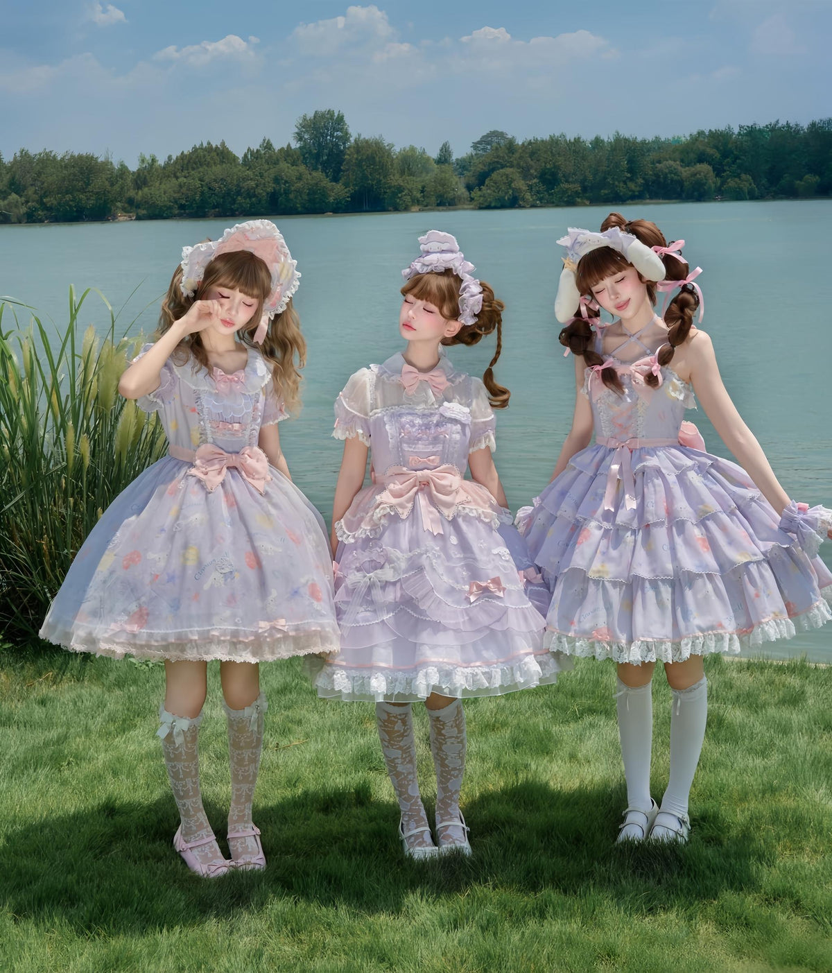 Cinnamoroll Ocean Fantasy - IP Collab Sweet Lolita Tiered JSK & OP Dress, Cinnamoroll Print 45995:871878