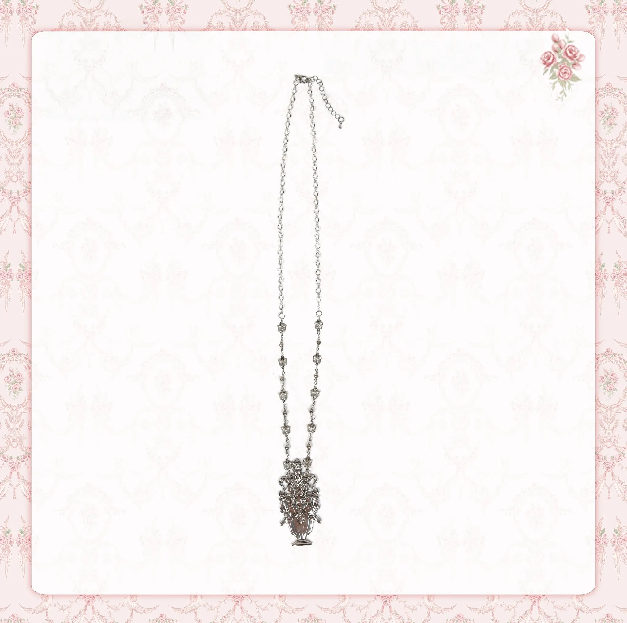 Rose Fragrance - Classic Lolita Lace JSK & OP Dress, Rose & Perfume Bottle Print (L M S) 45850:865569