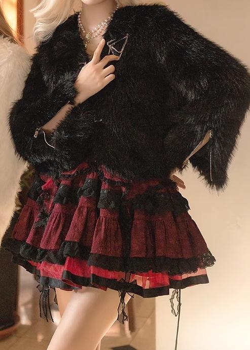 Urtto~Snow Song~Winter Lolita Coat Faux Fur Warm Plush Set   