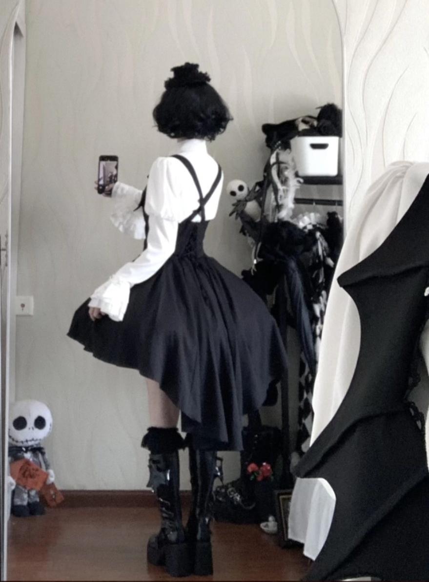 Bat Guardian - Halloween Gothic Lolita JSK Dress Set, Bat Wing Collar 46028:872913