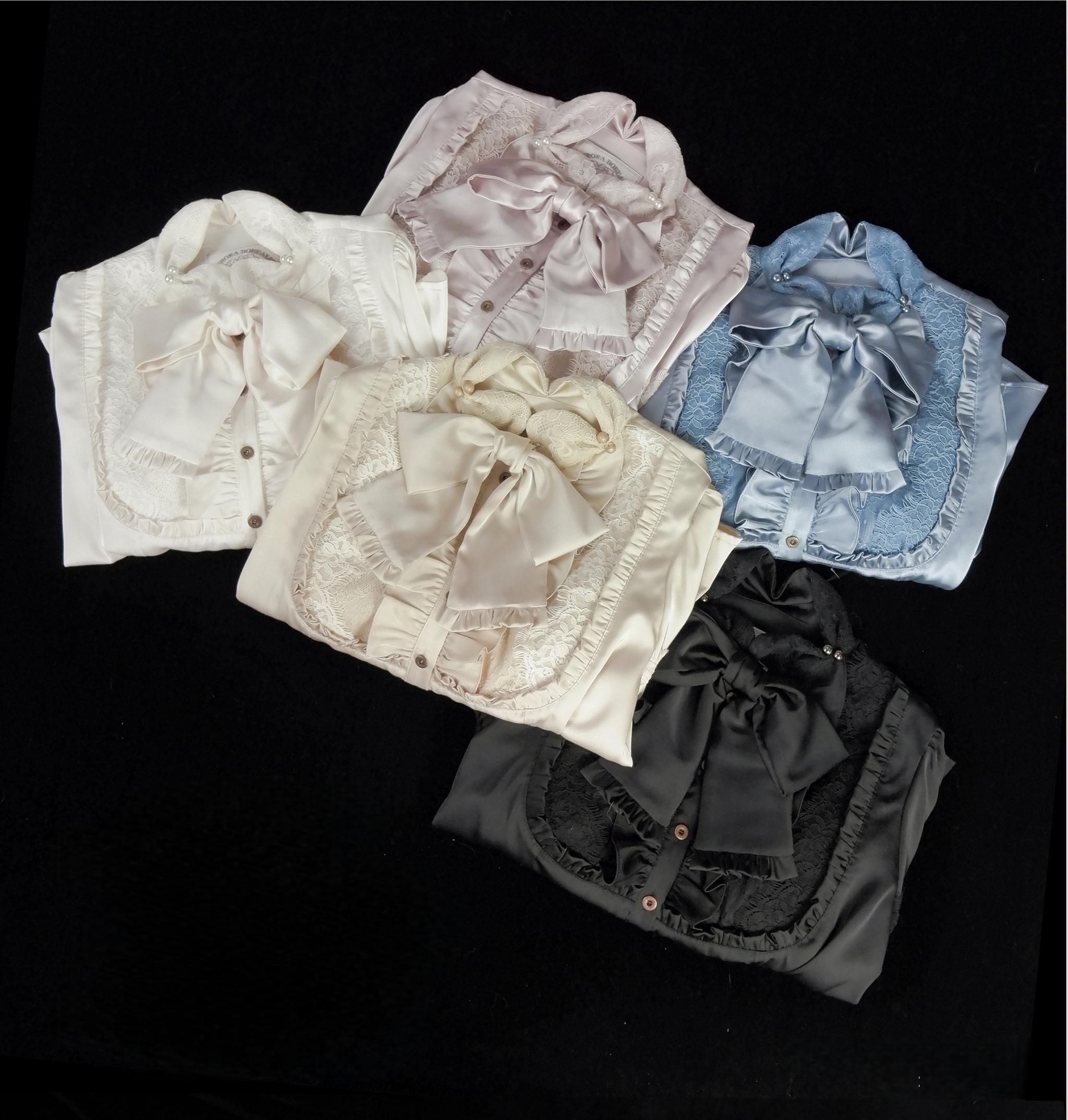 When Flowers Bloom - Classic Lolita Mid-length Sleeve Blouse, Ruffles & Bow 45182:838986