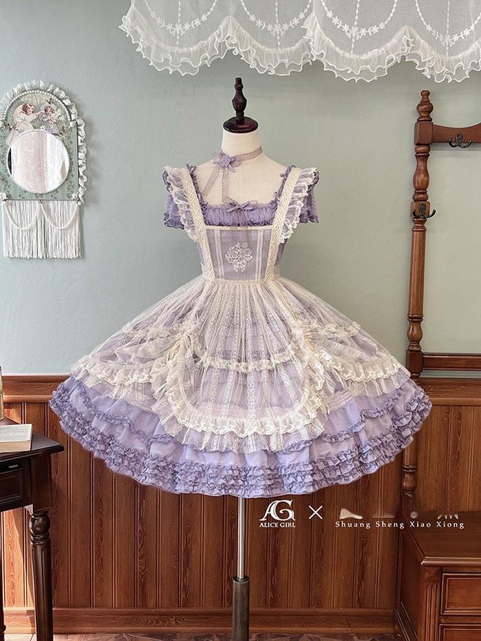 Alice Girl~Elegant Lolita Embroidered Apron with Adjustable Strap 42988:761131