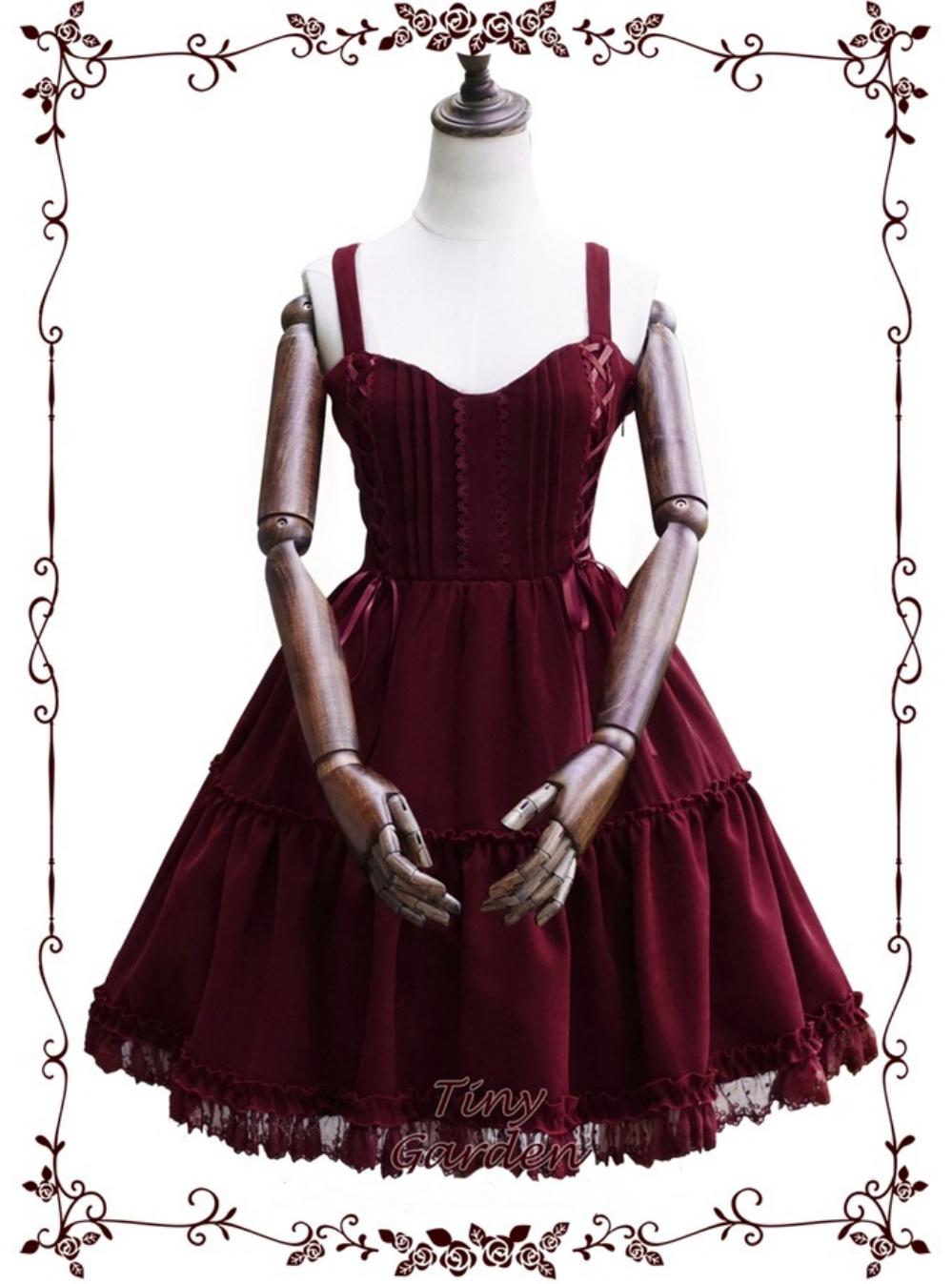 (Buyforme)Tiny garden~Garden Waltz 1.0 Burgundy Autumn Winter Lolita JSK S wine red JSK 