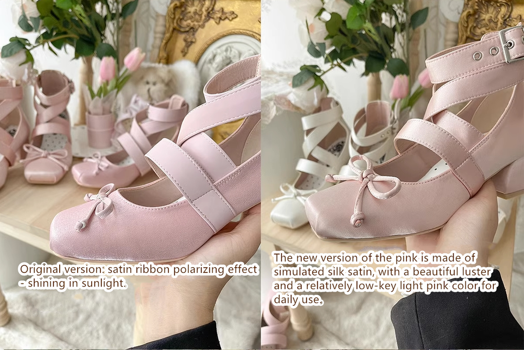 (BFM)MODO~Elegant Lolita Shoes Ballet Round-toe Mid-heel Shoes   