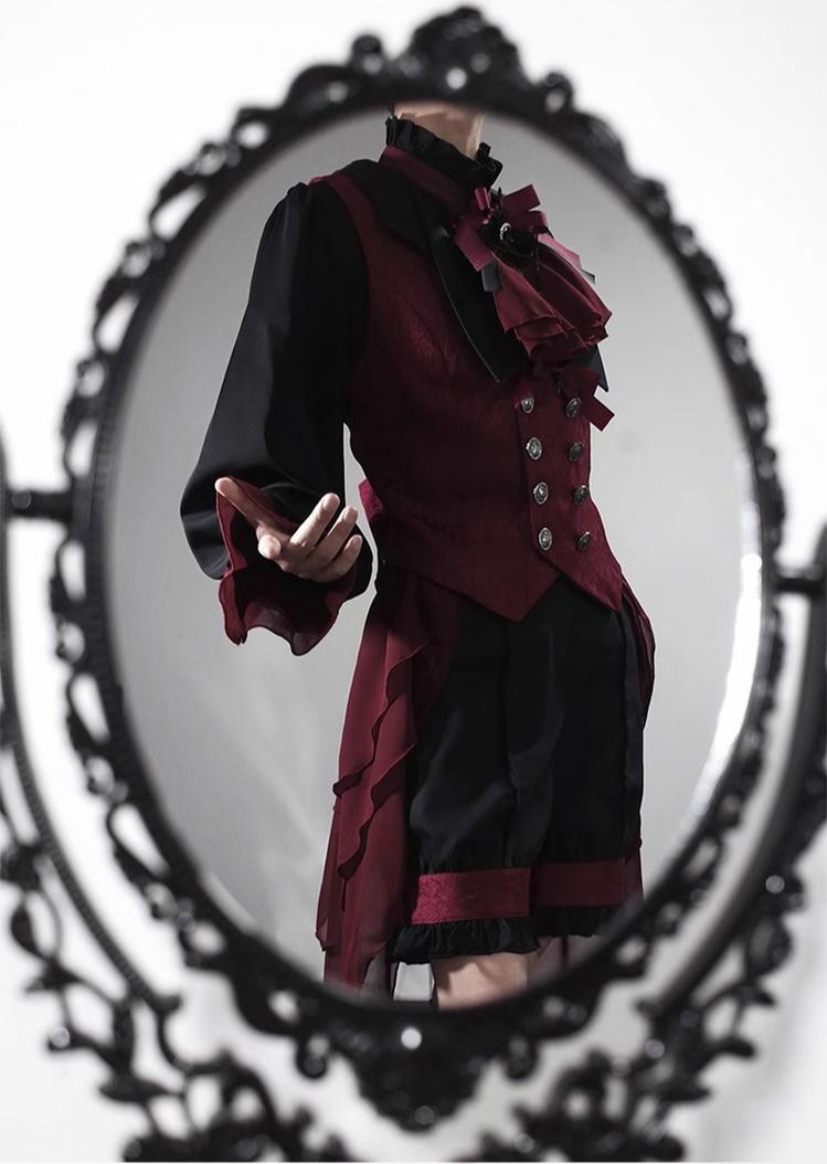 CastleToo - Evil Twins - Ouji Lolita Vest Shorts Skirt Black Red Set
