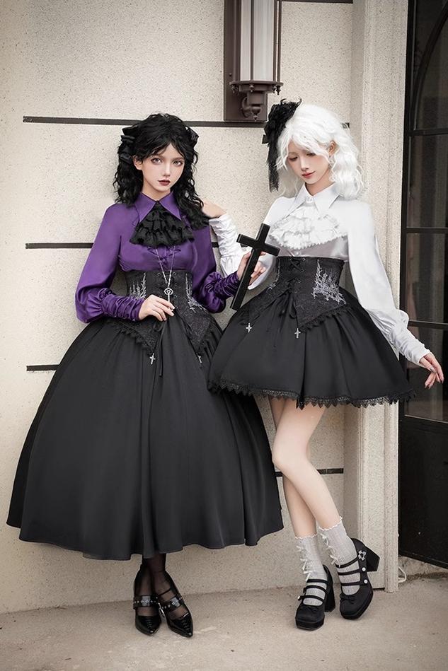 With PUJI~Thorny Night~Gothic Lolita Bust-supporting Skirt With Removable&Adjustable Strap