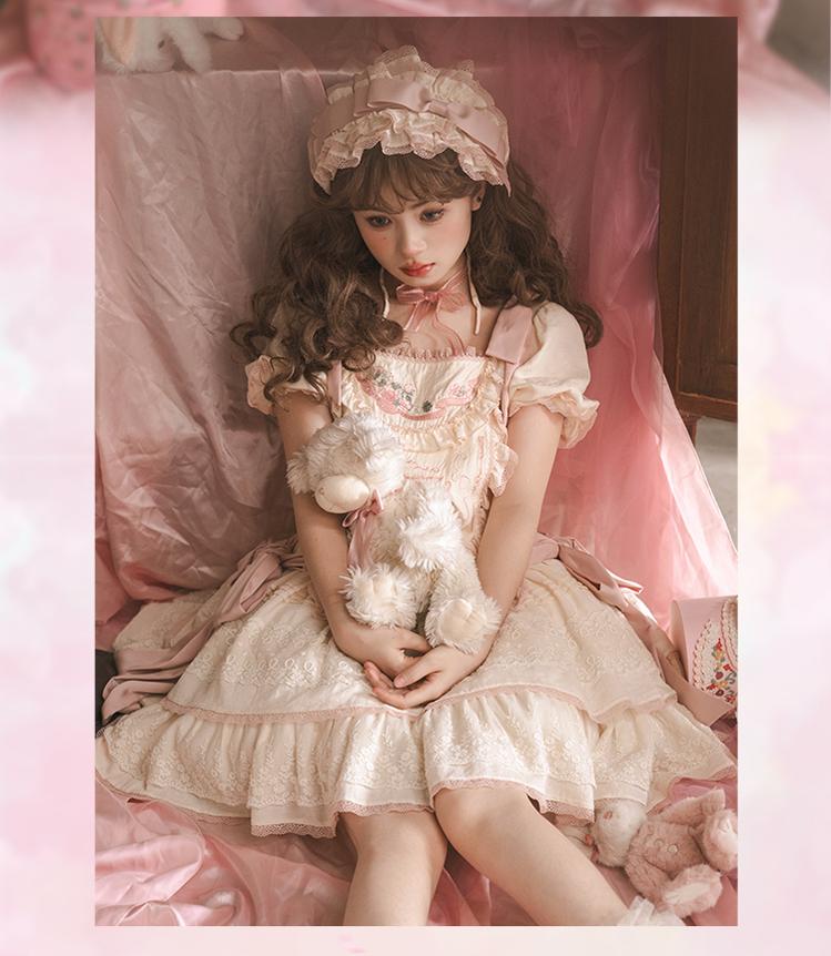 Mewroco~Flower Letter~Sweet Lolita OP Dress Doll Sense Embroidered Dress XS Ivory OP 29112:395660