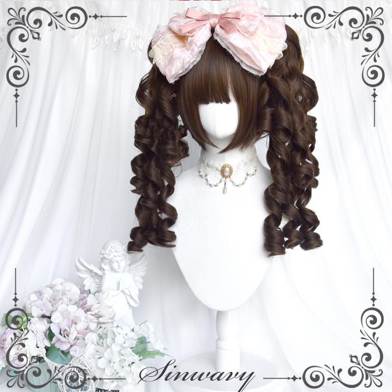 Sinwavy - Old School Lolita Wig, Layered Roman Curls A Short Hair + A Pair of Ponytails