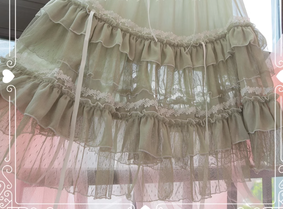 Mori Doll - Elegant Lolita Flounce Hemline Skirt Multicolors