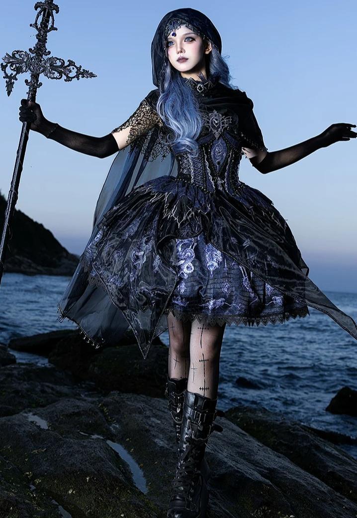 Bone Dragon - Gothic Lolita Corset JSK Dress Set with Embroidery 45654:856999