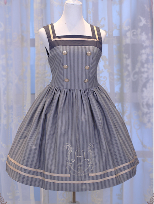 Chess Story - Magic Music School Series Fiddle Embroidery College Style Lolita JSK gray S