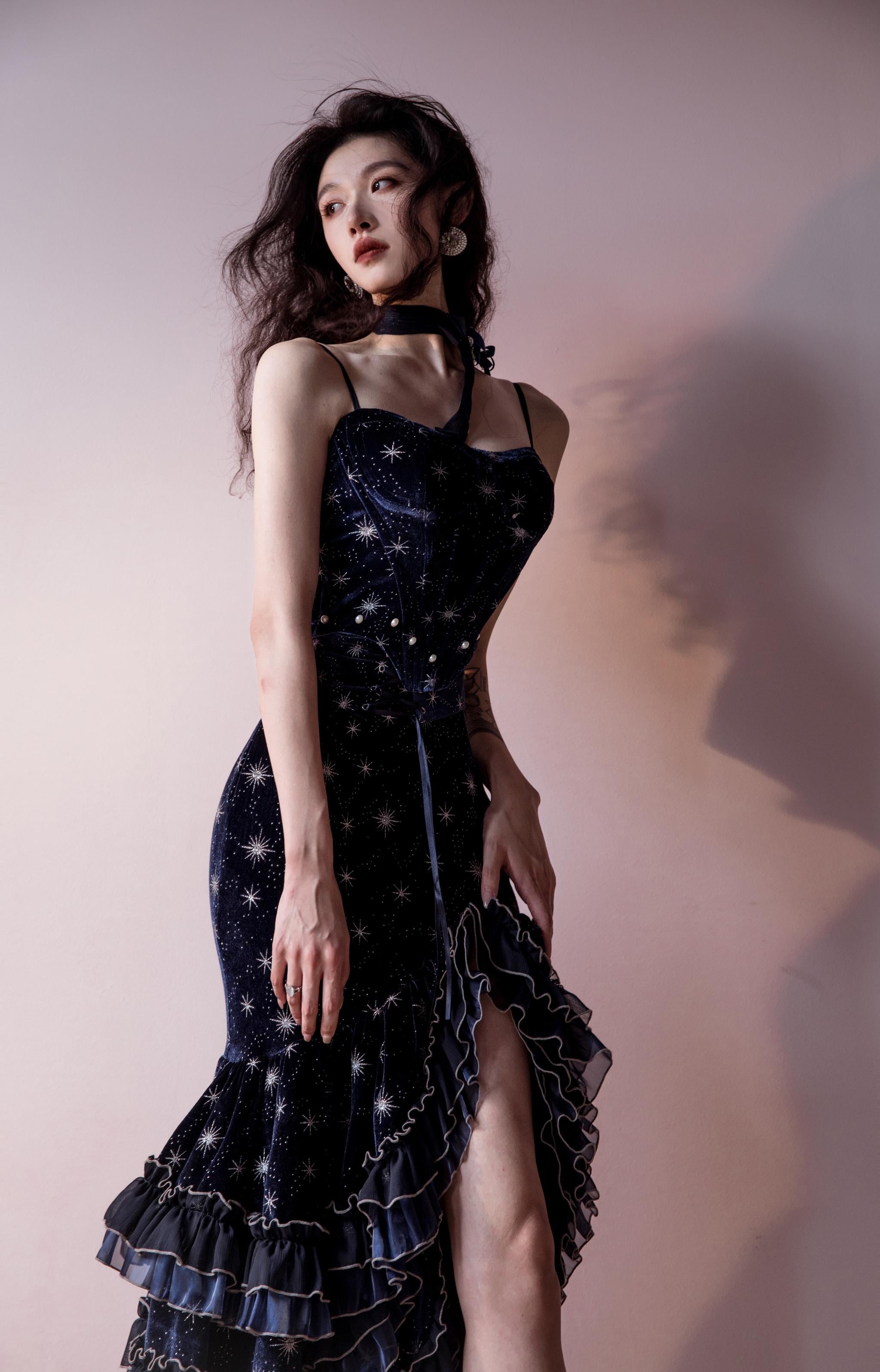 Atlantis - Gorgerous Classic Lolita Star Velvet JSK & Corset Skirt Set 45514:852530