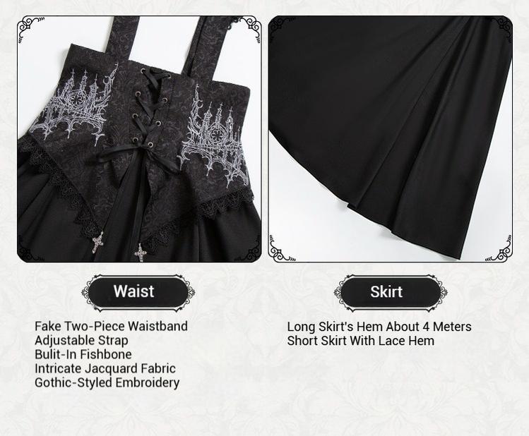 With PUJI~Thorny Night~Gothic Lolita Bust-supporting Skirt With Removable&Adjustable Strap 43203:770710