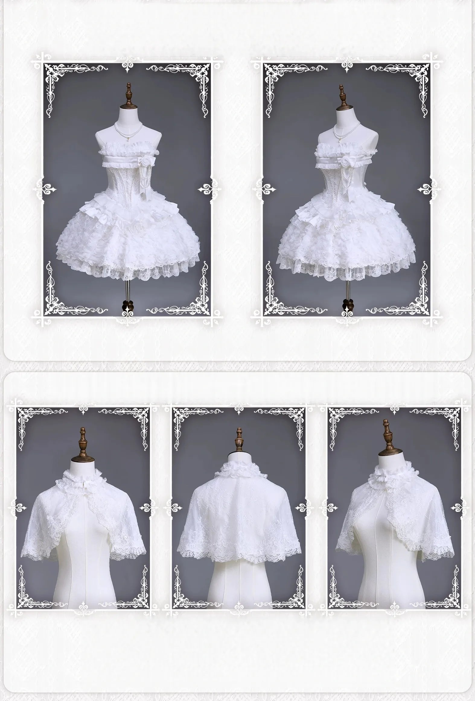 Nameless Snow - Classic Lolita Corset JSK Dress, Detachable Cape 45683:858986