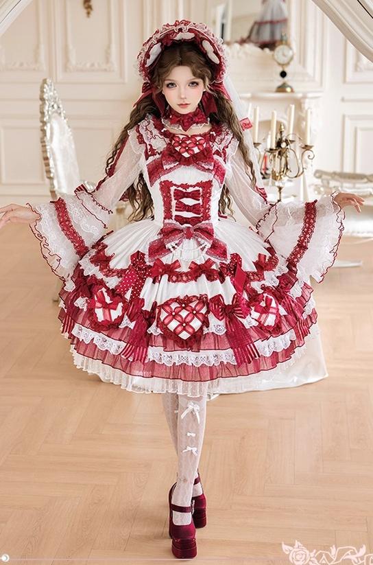 Shuang Sheng Xiao Xiong - Heart of Love - Lace Sweet Lolita Shirt, Hime-Sleeves