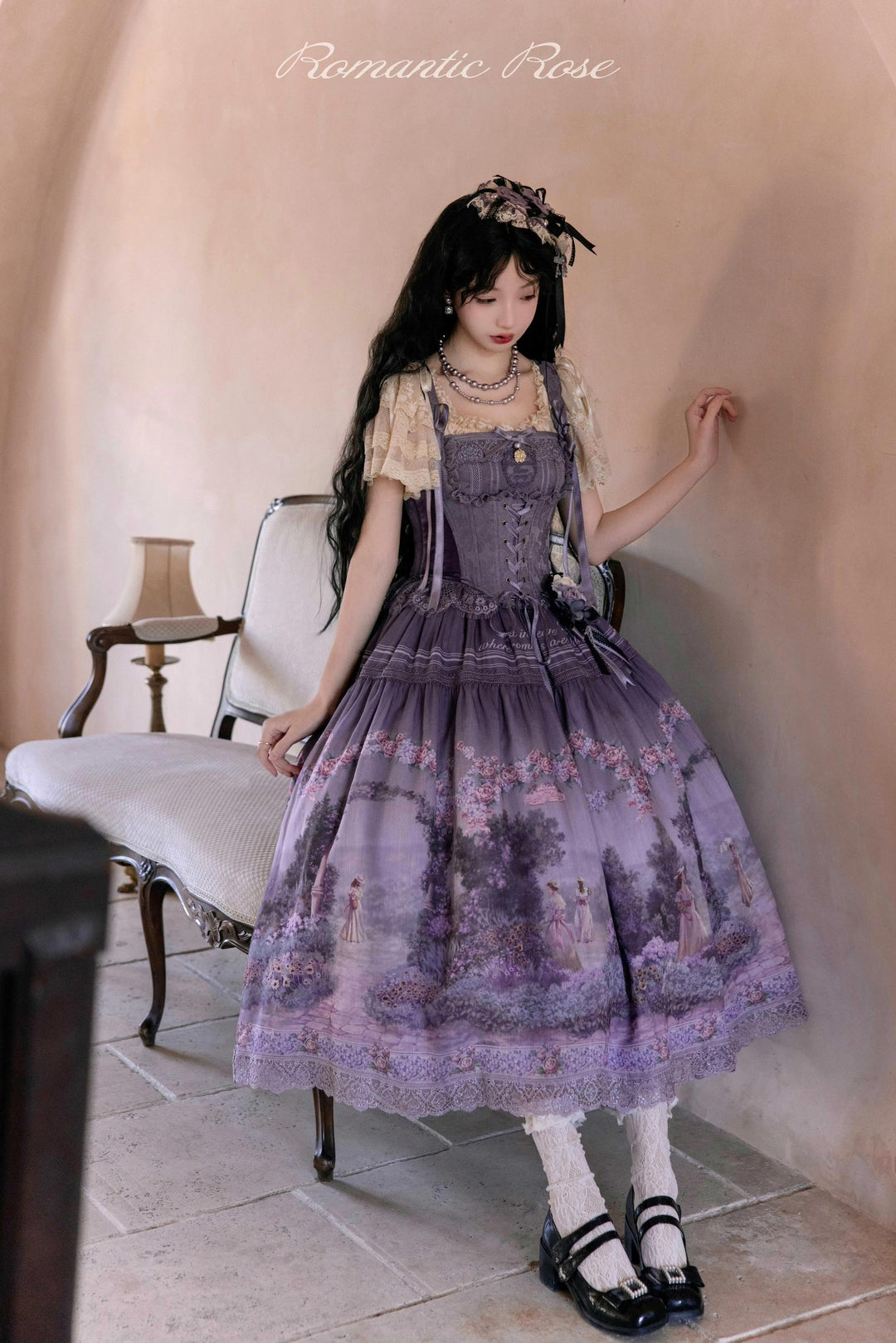 ZUOlanrichen~Romantic Rose~Classic Lolita Dress Set Printed JSK Skirt with Bodice 42157:729374