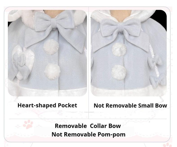 ZhiJinYuan~Kawaii Lolita Cape Winter Lolita Cat Rabbit Ear Coat