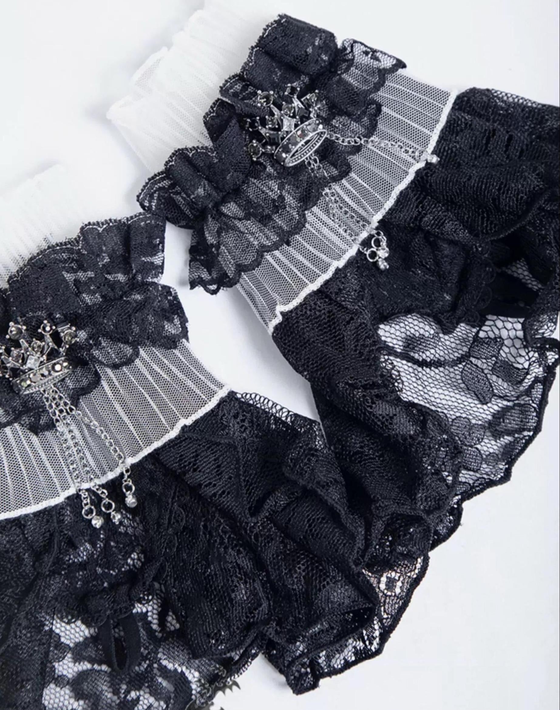 Gothic Lolita Lace Cuffs, Crown Decoration 44651:818099