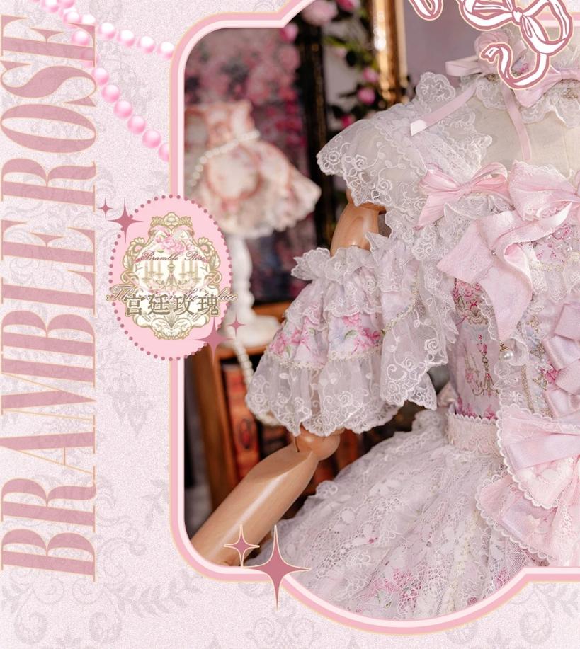Palace Rose - Gorgeous Classic Lolita Rose Printed JSK Dress with Lace 45729:859615