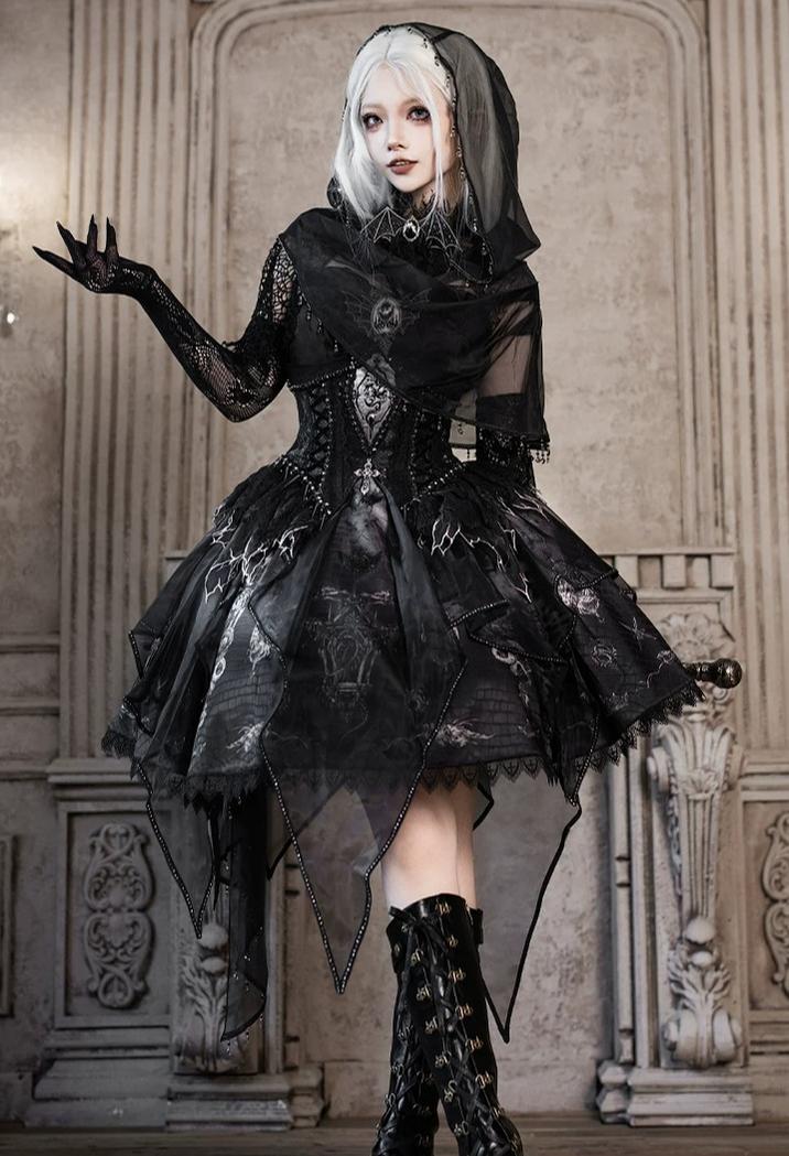 Bone Dragon - Gothic Lolita Corset JSK Dress Set with Embroidery 45654:857007