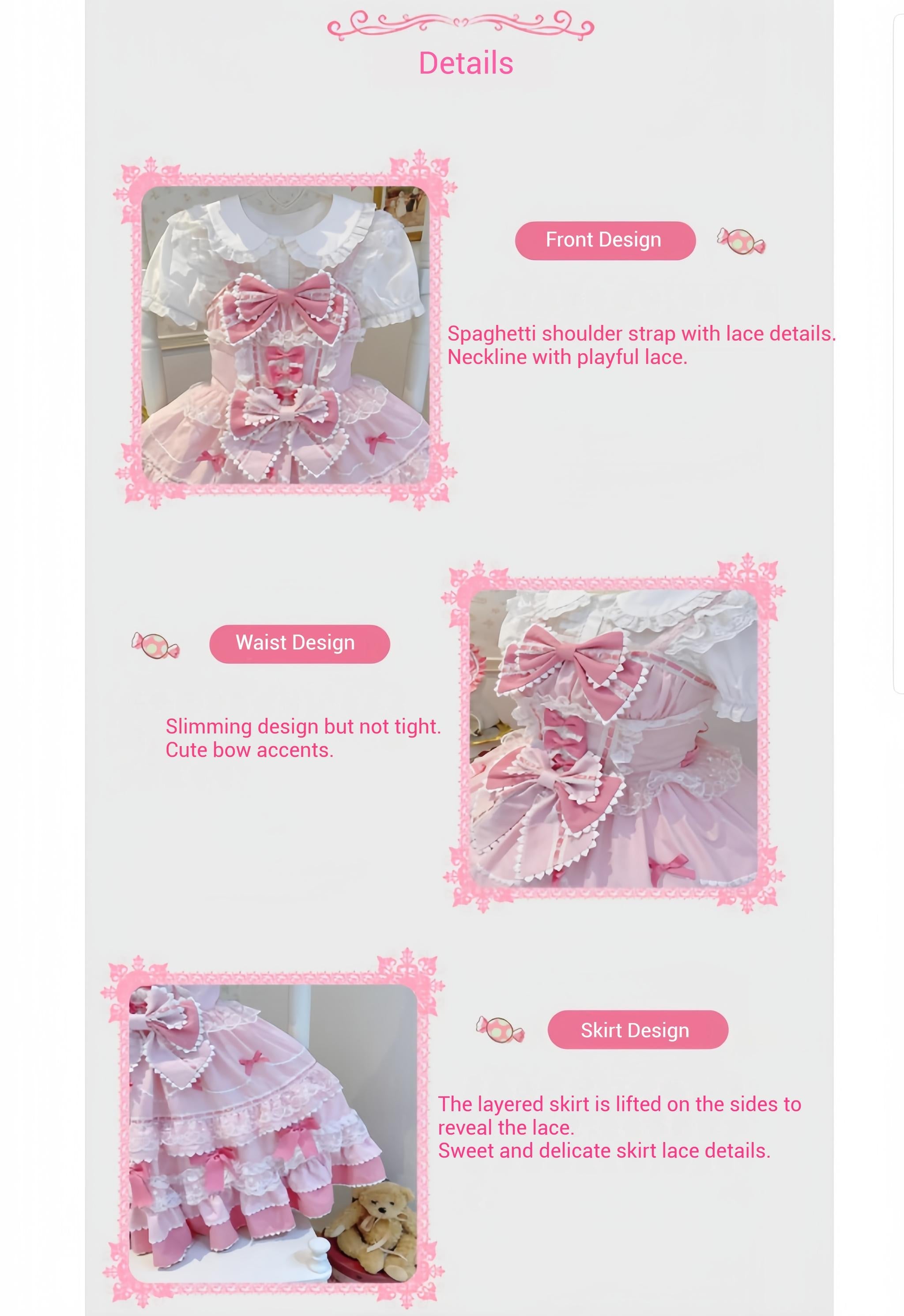 Fondant Cake - Summer Sweet Lolita JSK Dress, Tiered Ruffles and Bows