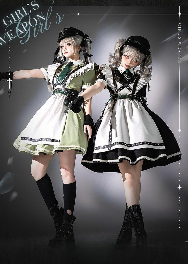 Forest Fluorescent Carps~Girl's Weapon~Military-Inspired Maid Lolita OP Suit