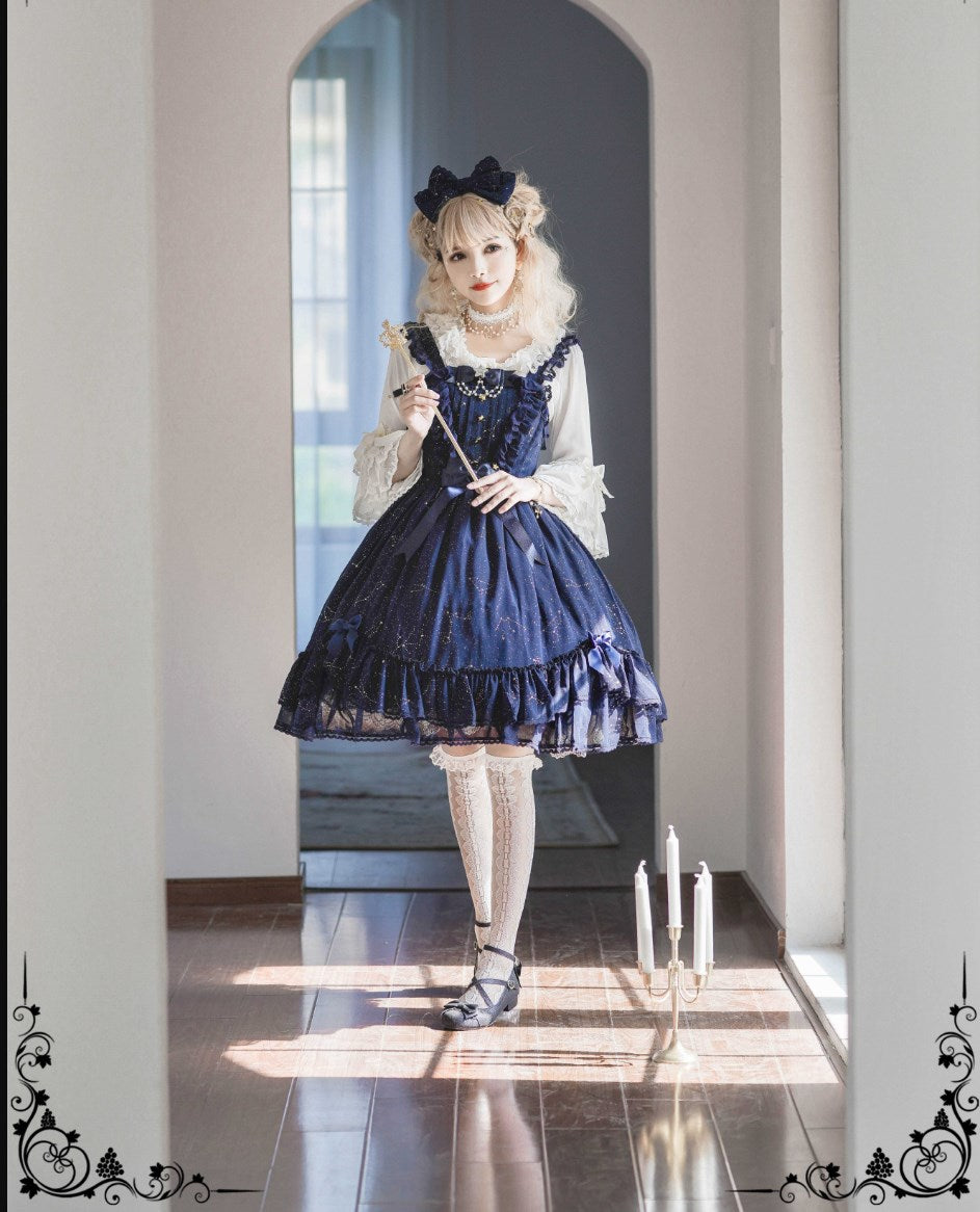 Whisper Of Stars - Vintage Lolita Shirt Long Sleeve Blouse