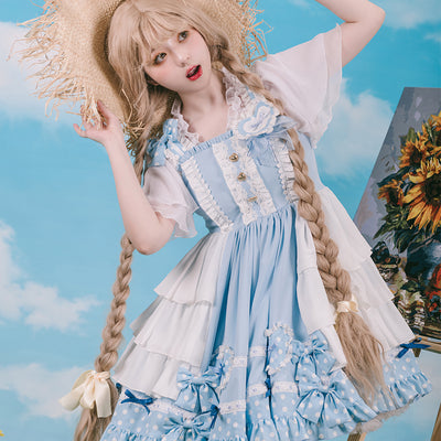 OCELOT~Wave Heart Robbery~Sweet Lolita Summer Sky Blue Dress   