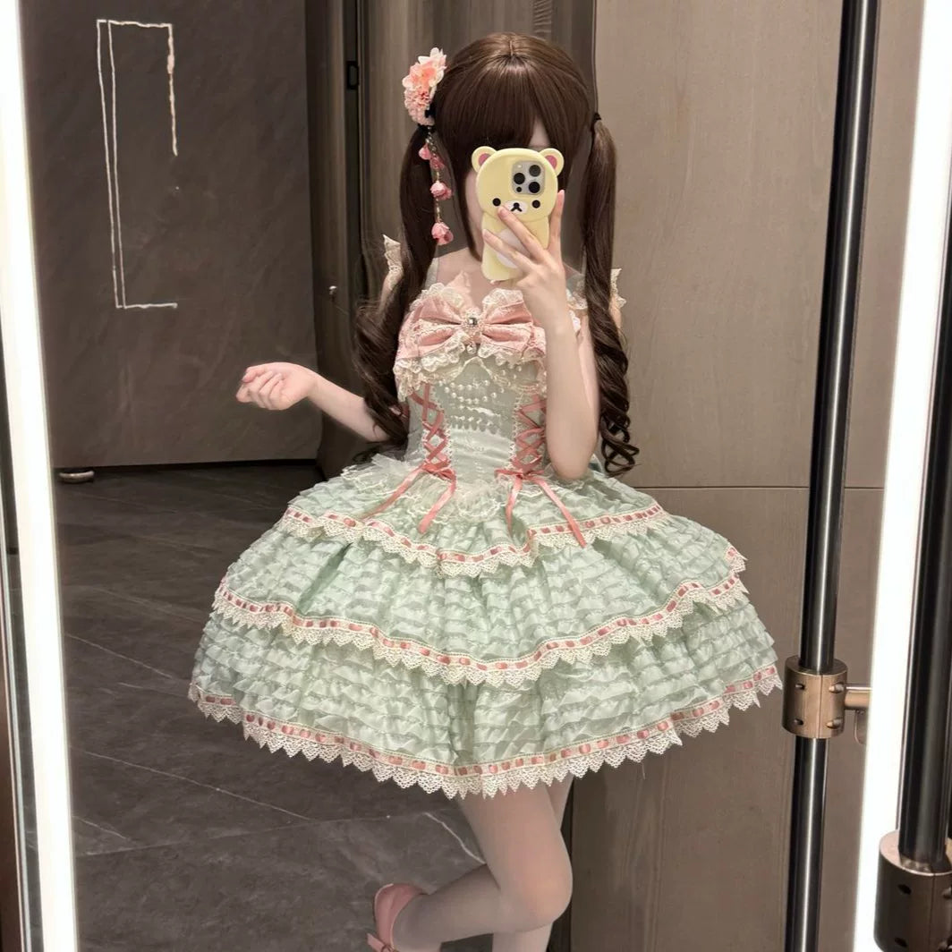 Floral Elegy - Sweet Lolita JSK Dress, Tiered Hem