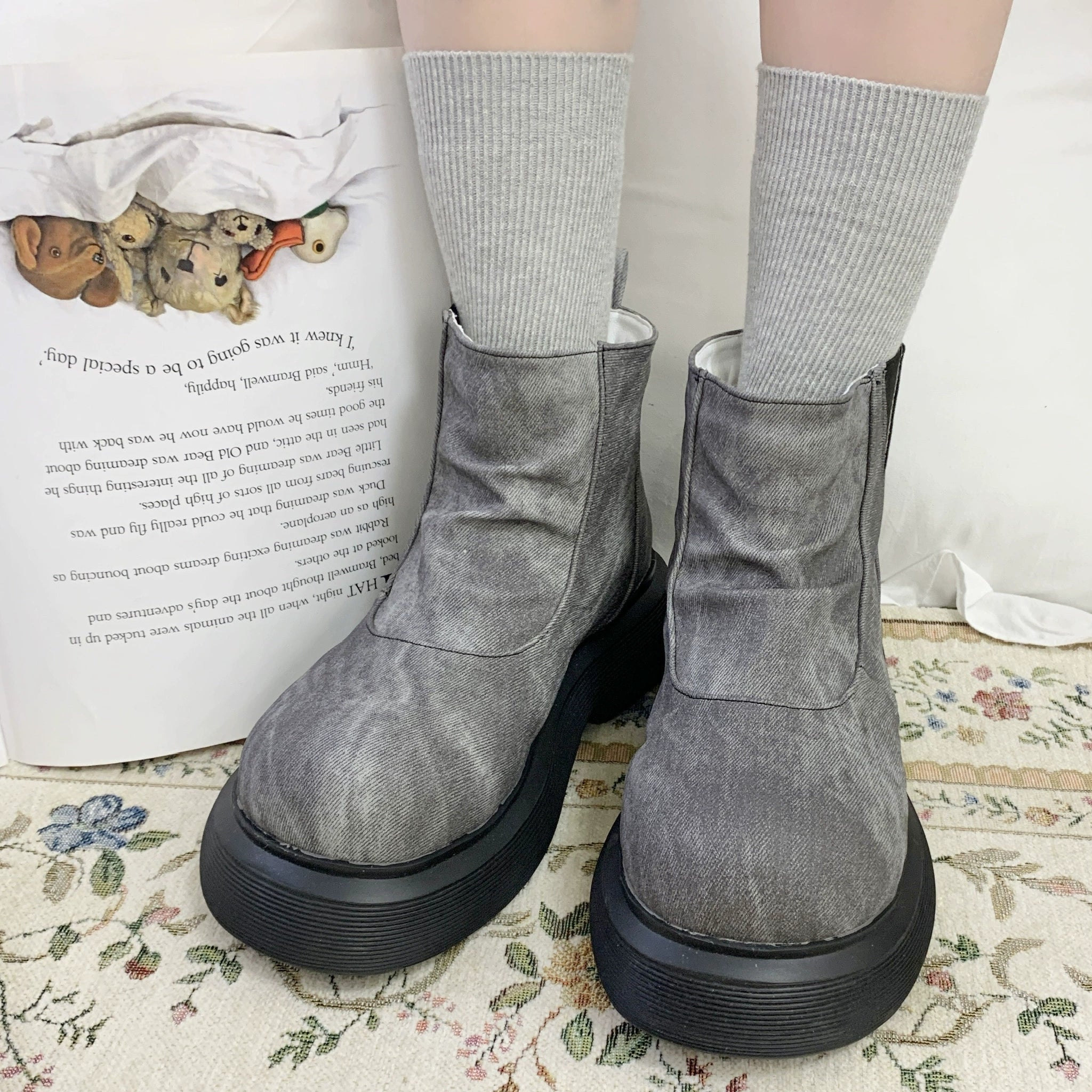 Dolly Doll~Ponyo~Winter Casual Lolita Boots Bow Thick Sole Shoes 32676:407986