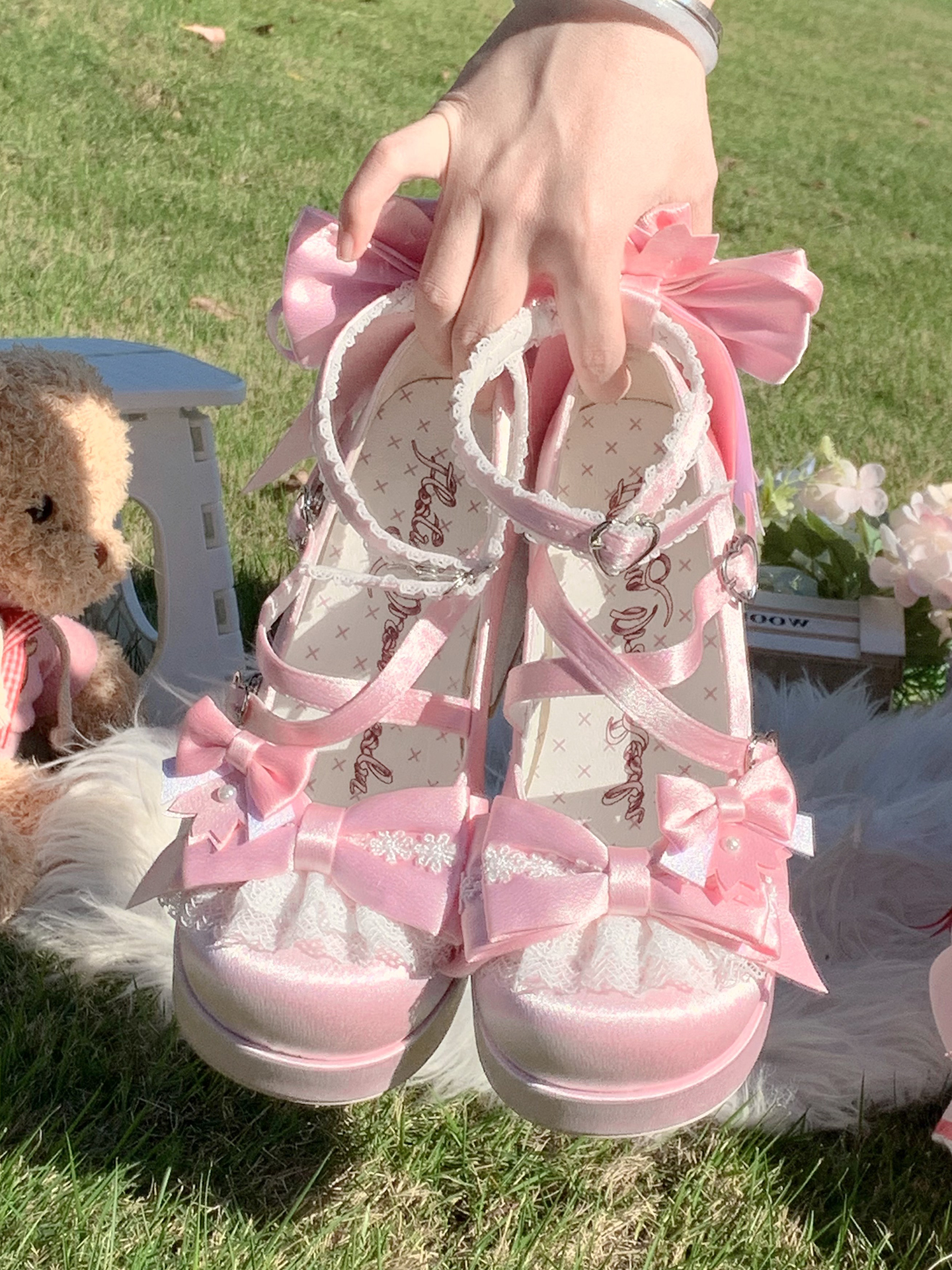 Sakura Oath - Sweet Lolita Chunky Heel, 3D Floral Decoration 44458:808998