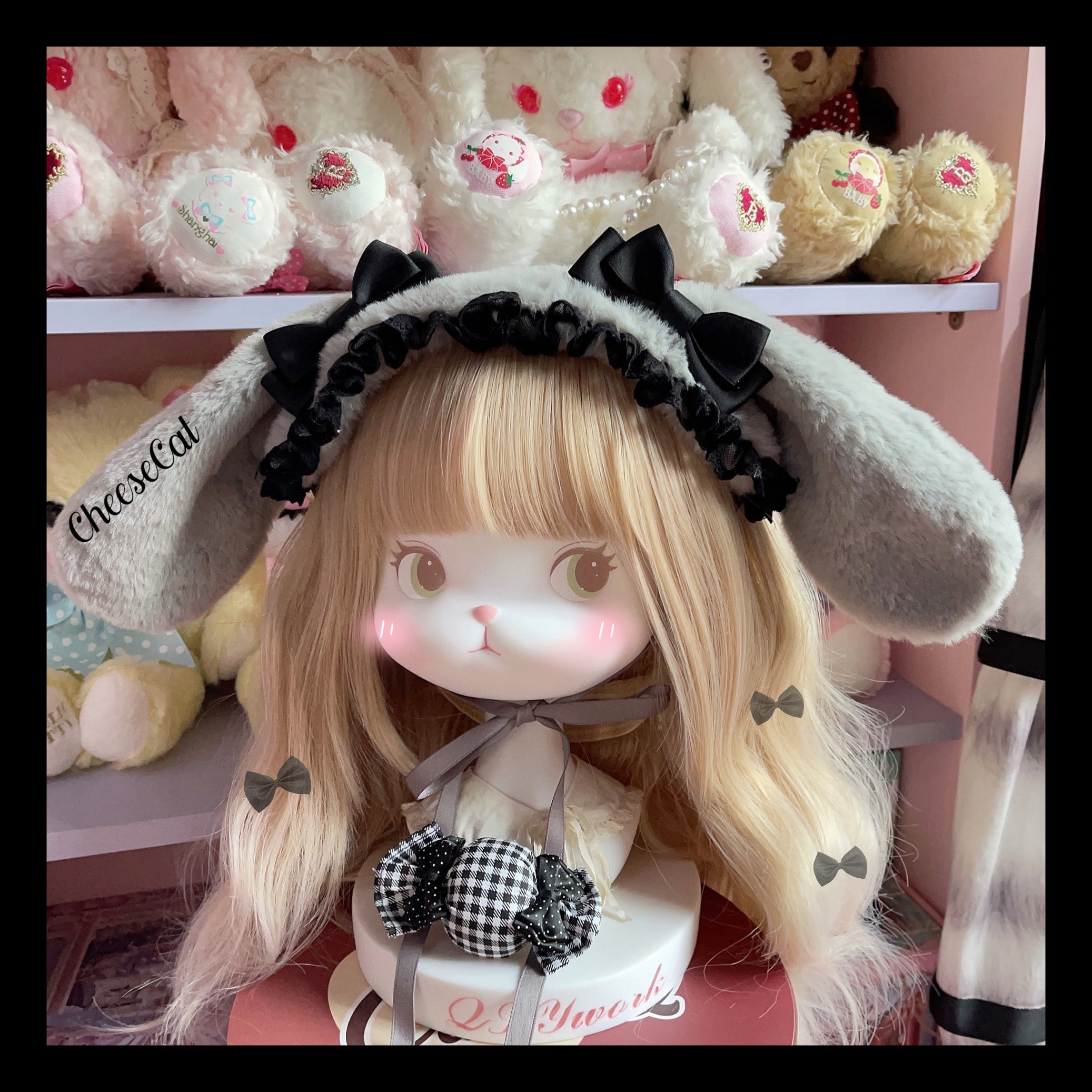Cheese Cat - Fluffy Lop-Eared Bunny Sweet Lolita Hairband Grey Hairband- without Bow
