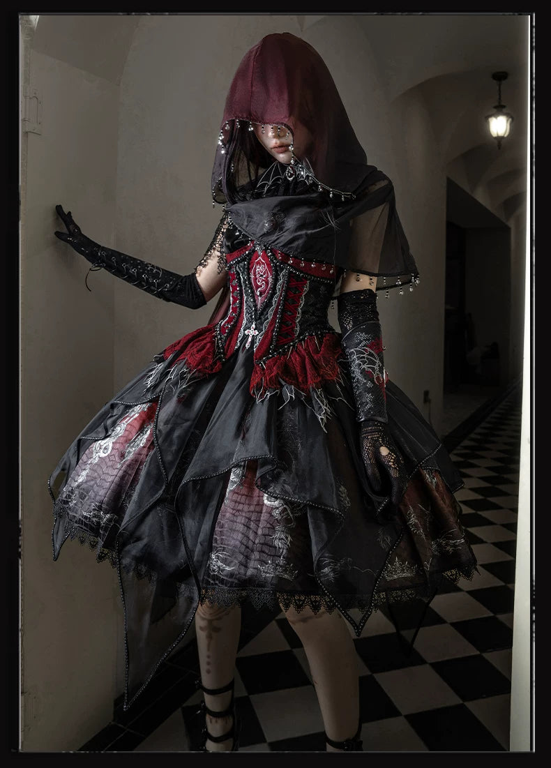 Bone Dragon - Gothic Lolita Corset JSK Dress Set with Embroidery (2XL L M S XL XS / Pre-order) 45654:856886