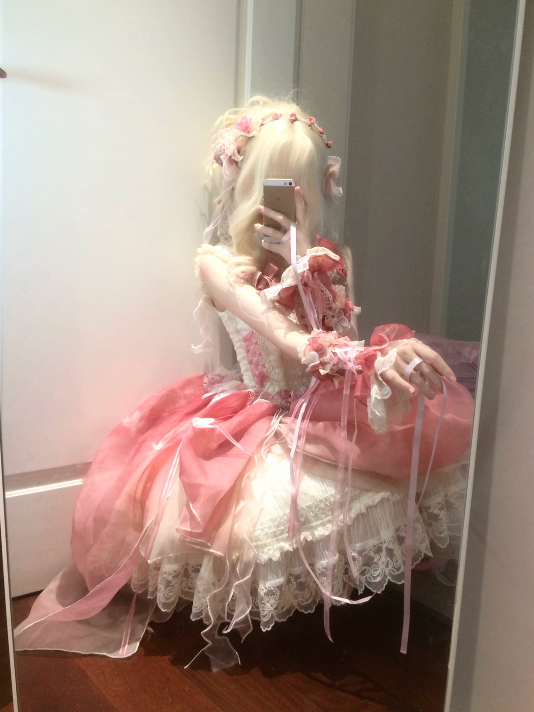 Night Dream~Roselle Garden~Sweet Lolita JSK Dress Full Set Accessories   