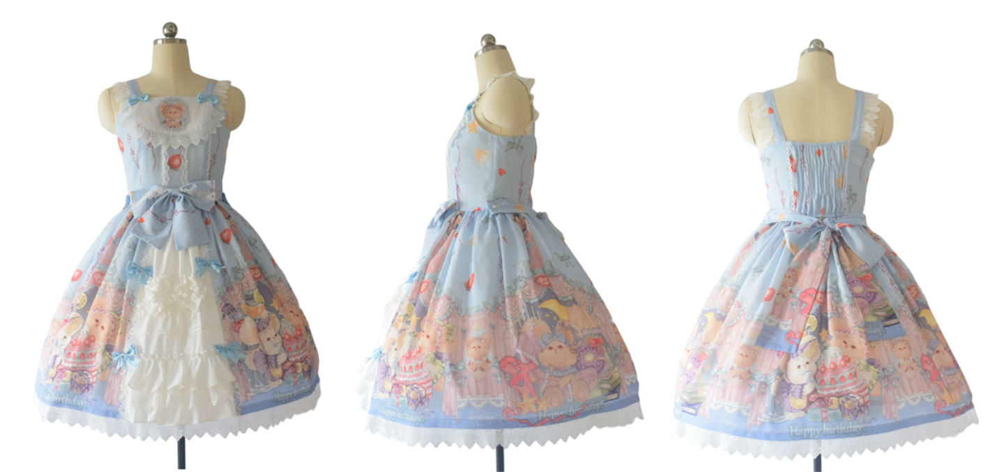 Qiqi Birthday Party - Plus Size Printed Sweet Lolita JSK, Front-open Design 45854:865269