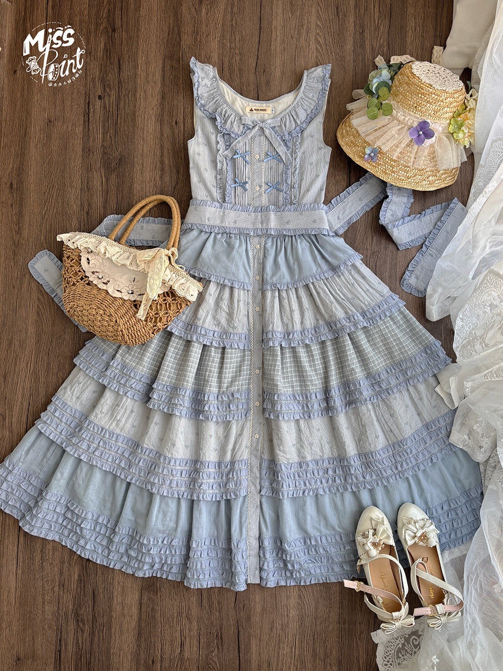 Miss Point~Garden Sunflower~Country Lolita JSK Five-Tiered Open Front Dress 42509:742479