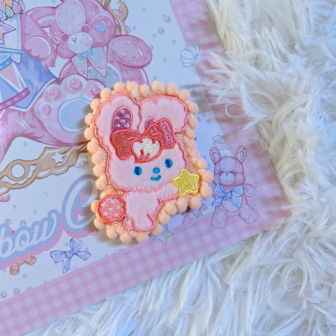 Bear Doll~D&I&T~Cute Lolita Badge and Hair Clip Accessory pink furball bunny  