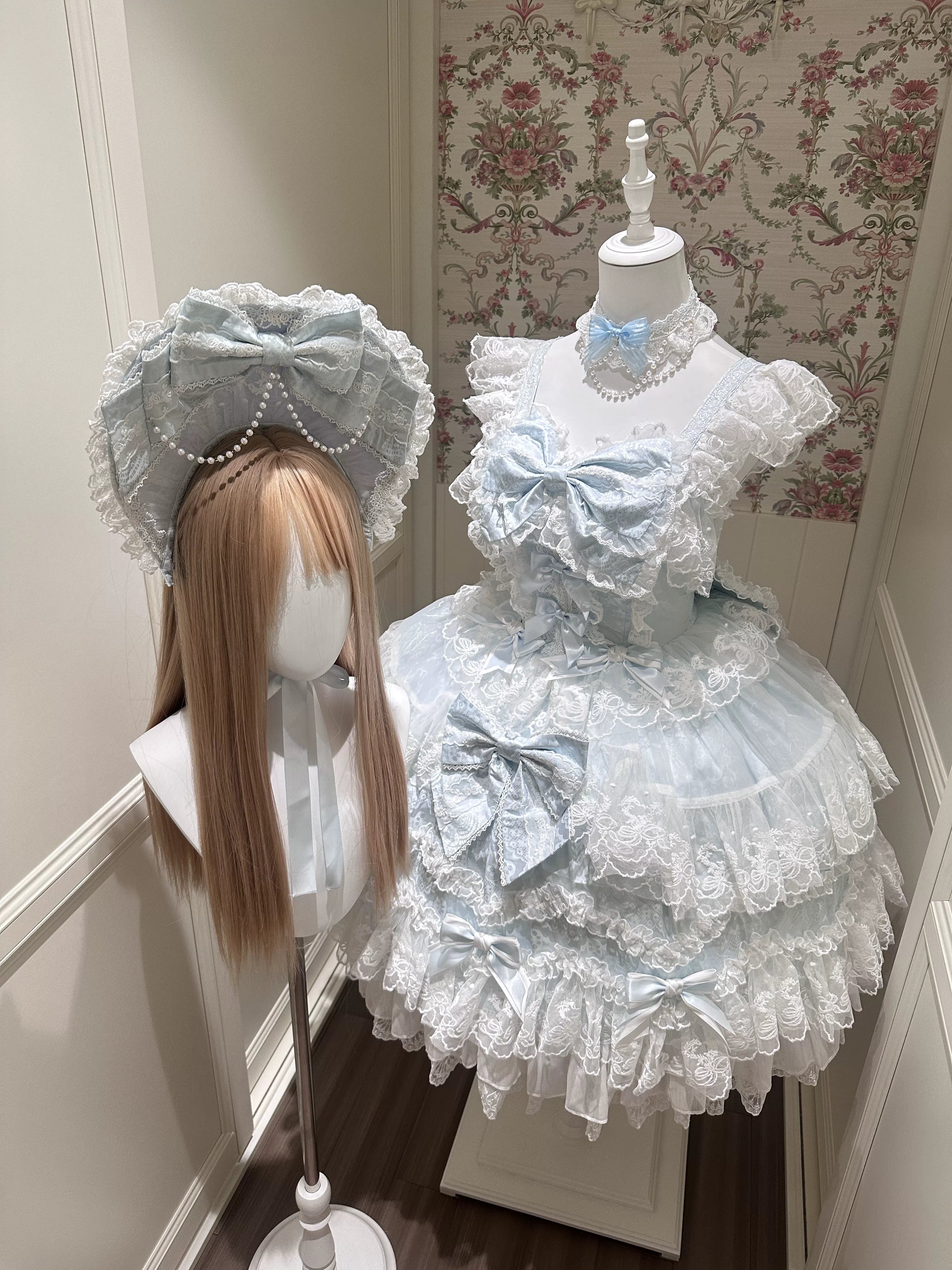 Sakura Blossom Dream - Sweet Lolita Accessories, Dramatic BNT One Size Blue Choker Only