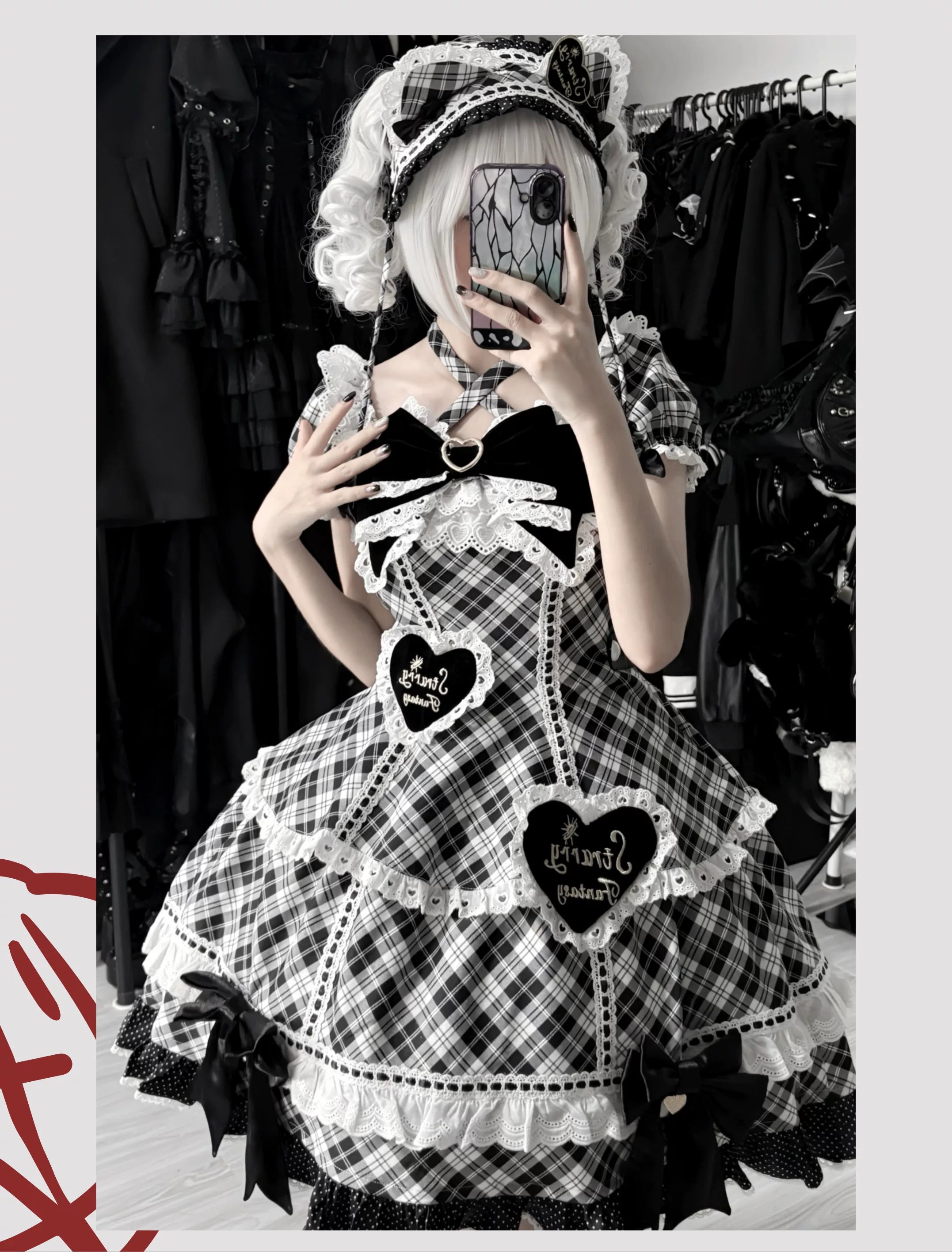 Shibuya Sweetheart - Plus Size Old School Lolita OP Dress, Side Pocket (2XL L M S XL) 44528:812884