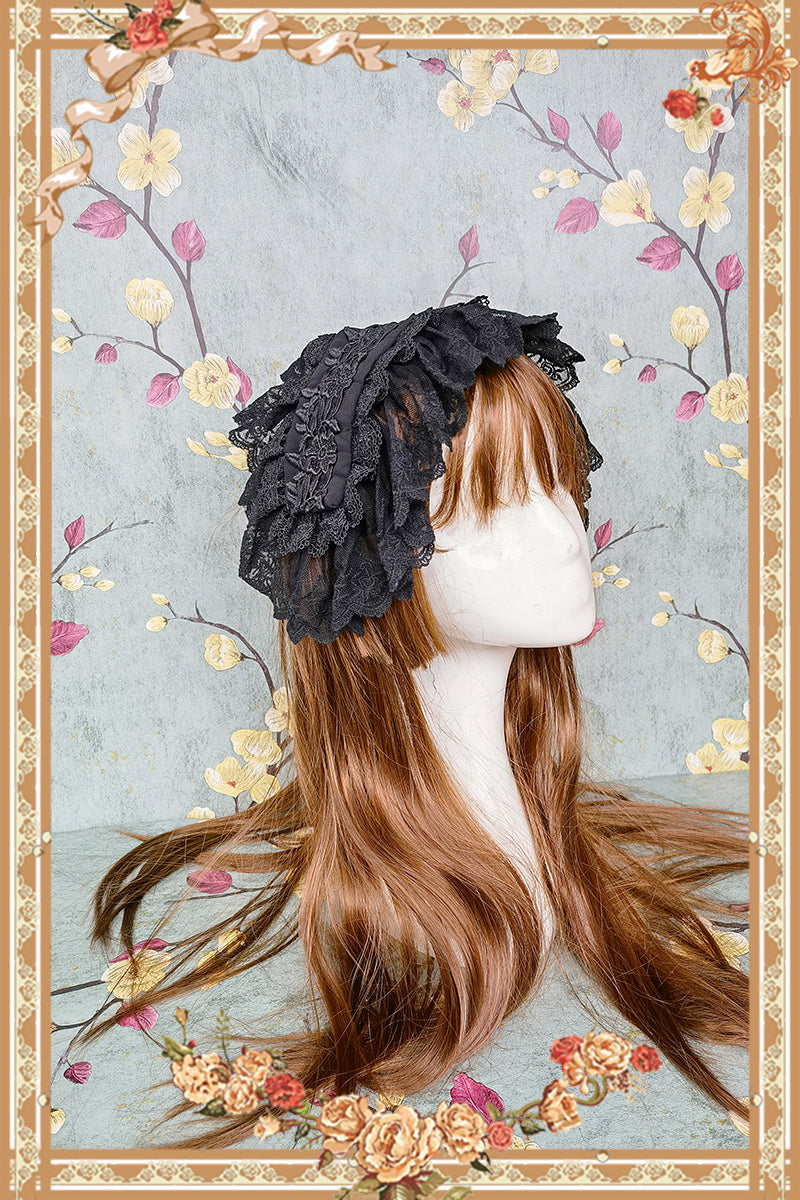 Infanta~Cake Tree~Classic Lolita JSK Dress Tiered Lace Dress S black hairband