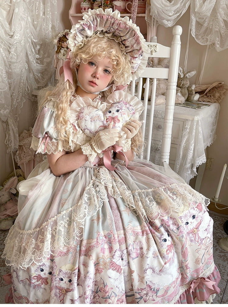 Bolero~Liliana Cat~Sweet Lolita Gorgeous OP Dress with Soft Lace & Organza