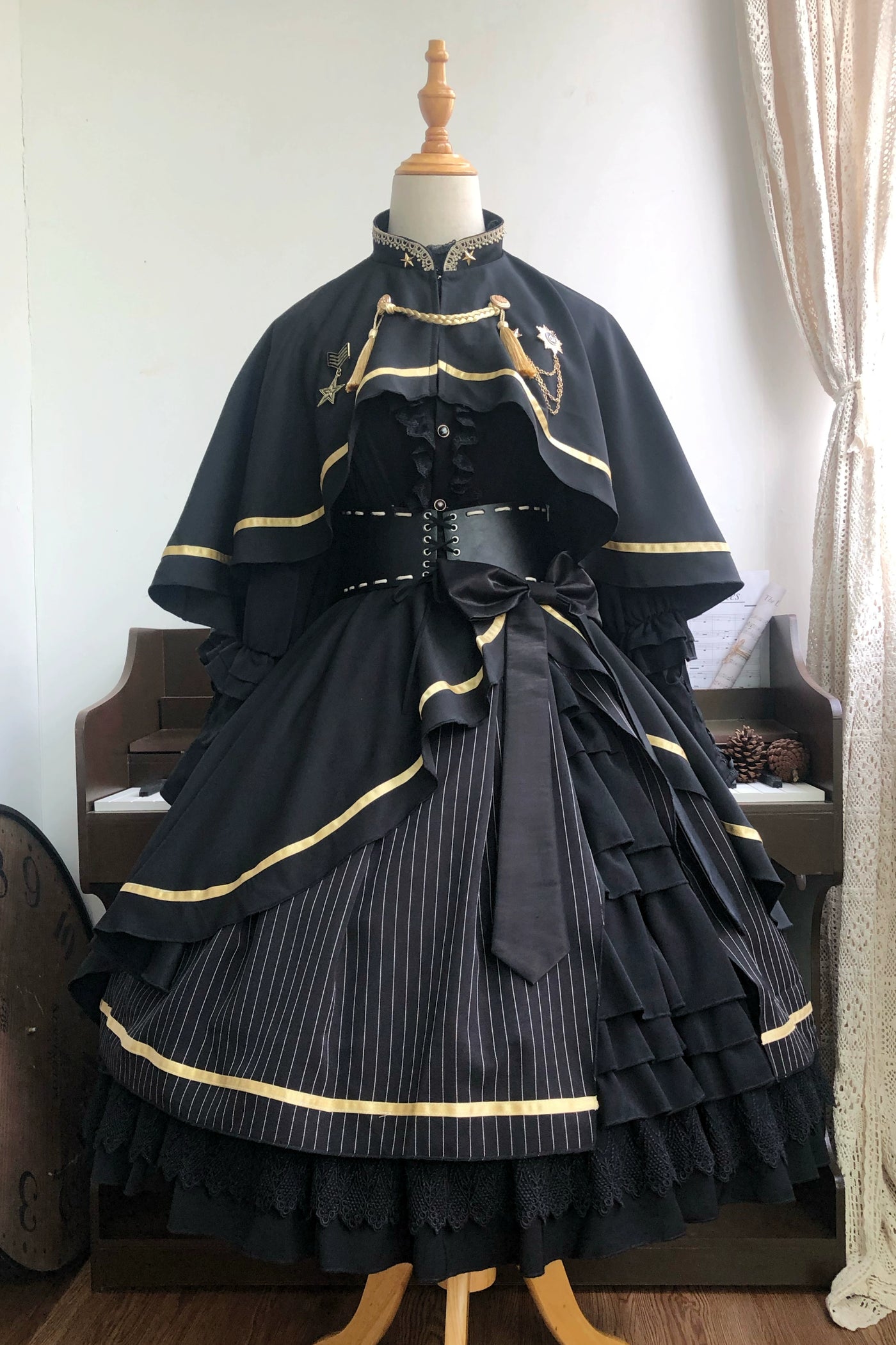 (BFM)Summer and Galaxy~Savior~Military Lolita Dress Skirt Full Set 2XL A set of all black 