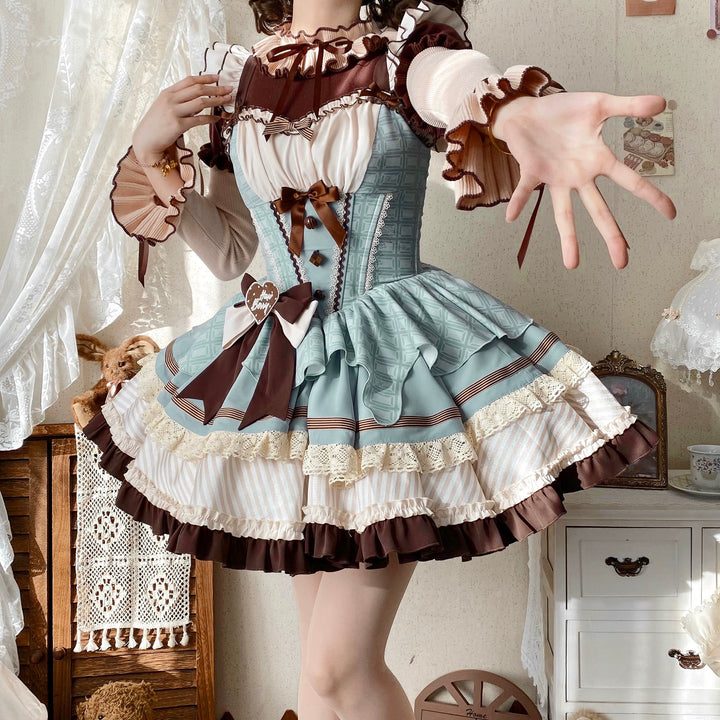 Hawthorn Berries~Thin Choco~Sweet Lolita Petite JSK Dress Puffy Mini SKirt KC