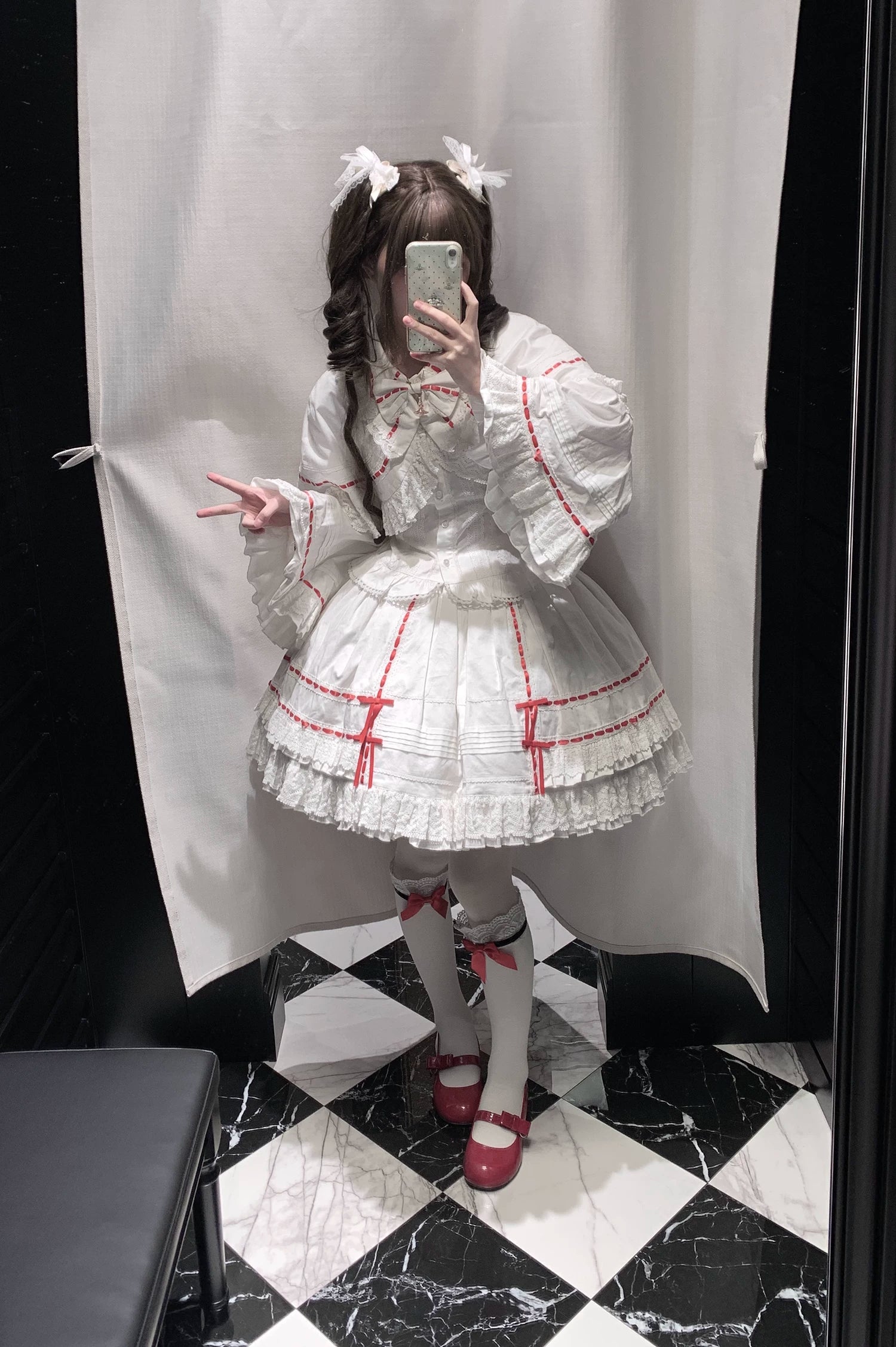 Praying Snowfall - Old School Lolita Skirt Suit Cape Princess Sleeve Shirt (L M S XL) 39180:848504