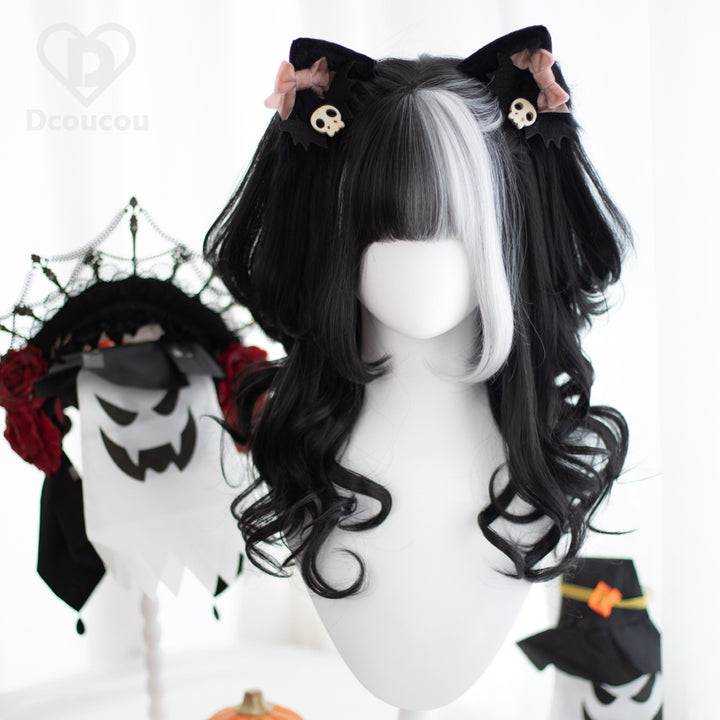 (Buyforme)Dcoucou~No-Heart Rabbit 45cm Long Curly Ponytail Wig Multicolors day and night  