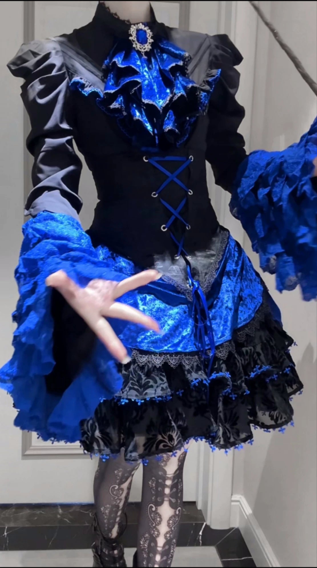 Twilight Hour - Gothic Lolita Hime-sleeve Blouse & Corset Skirt Set 45373:845785