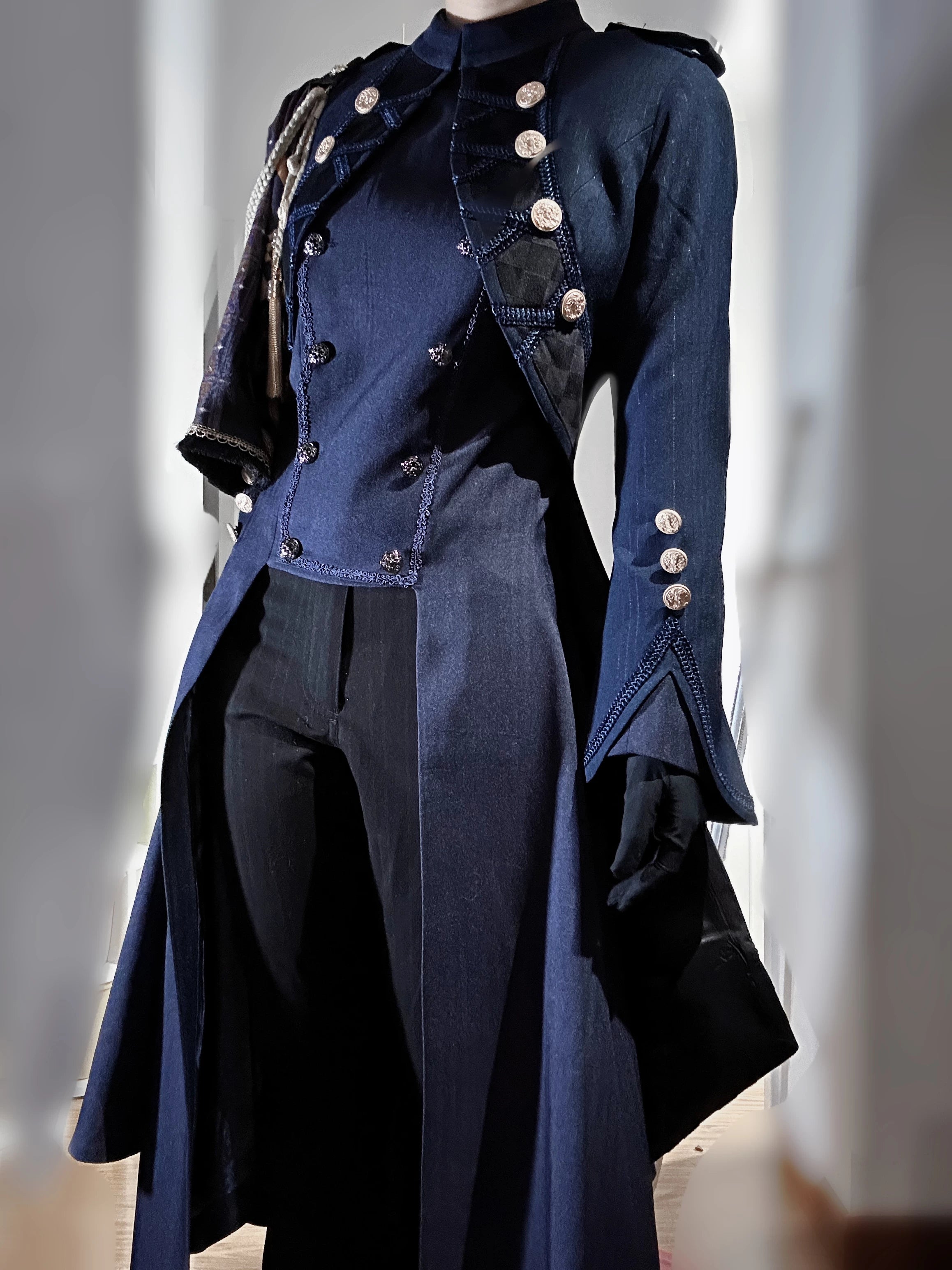 Eternal Moonlit Night - Ouji Lolita Coat, Double-Breasted High-Low Hem